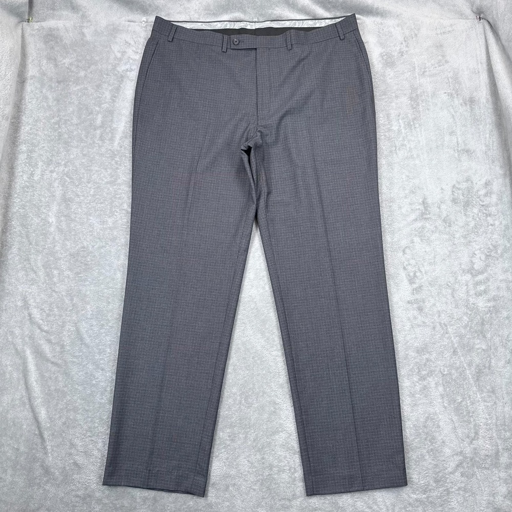 Lauren Ralph Lauren Dress‎ Pants Mens 40x32 Gray Houndstooth Flat Front Trousers